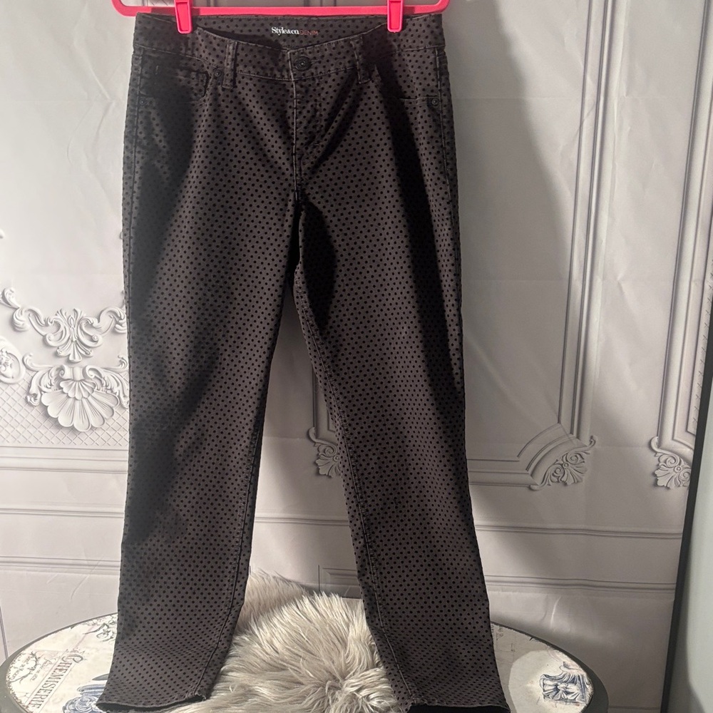 Style & Co. Women’s Black Polka Dot Black Curvy, Tummy Control, Skinny Jeans 10